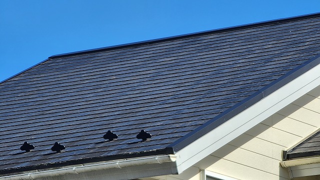 下伊那郡高森町：住宅の屋根調査時のスレート屋根劣化状況