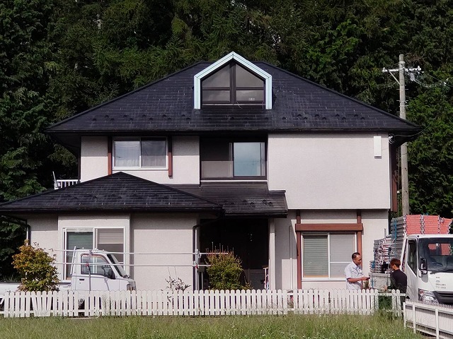 伊那市　ミサワホーム住宅のモルタル外壁とスレート屋根の塗り替え工事