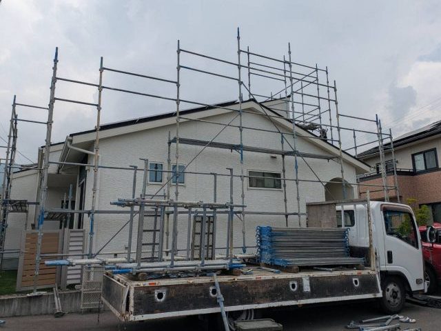 駒ヶ根市_足場組立開始