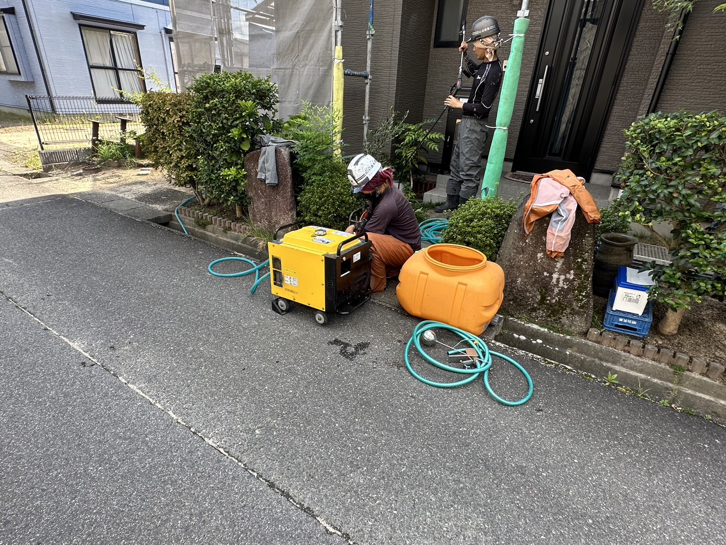 飯田市S邸_洗浄作業準備中