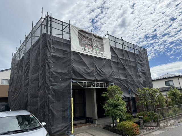 駒ヶ根市I邸_足場完成