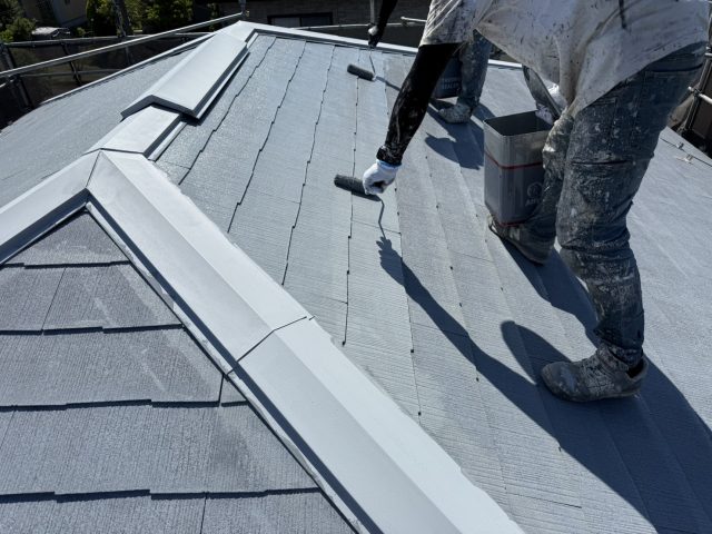 駒ヶ根市I邸_屋根下塗り2回目
