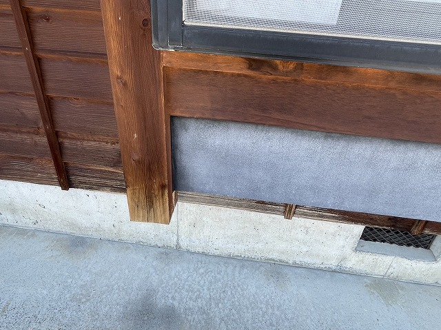 飯田市：木部塗装を行う前に劣化状況を確認する現場調査